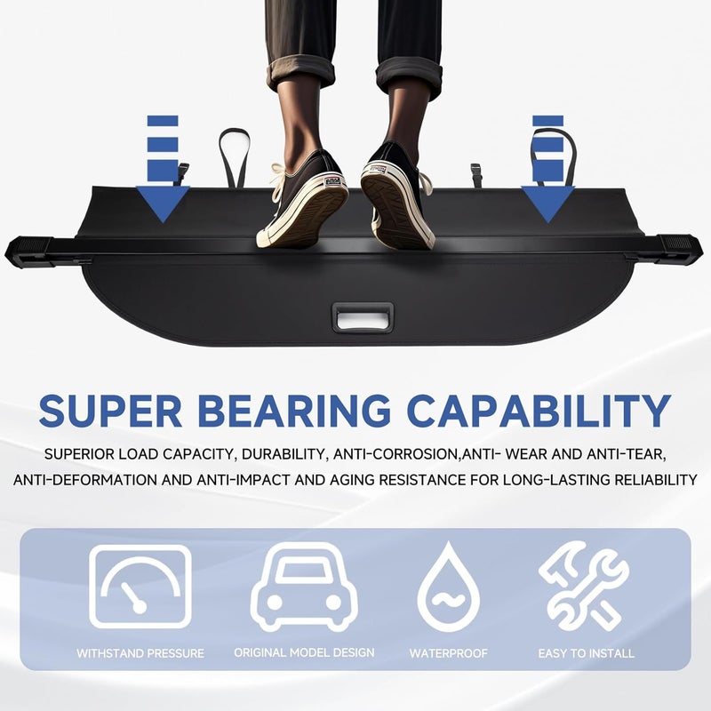 FARBIN Trunk Cargo Cover for Toyota RAV4 2013 2014 2015 2016 2017 2018, Retractable Trunk Cover Waterproof Privacy Security Screen Shield Shade (for 2013-2018 Toyota RAV4 Canvas Extra Clips) - Image 3